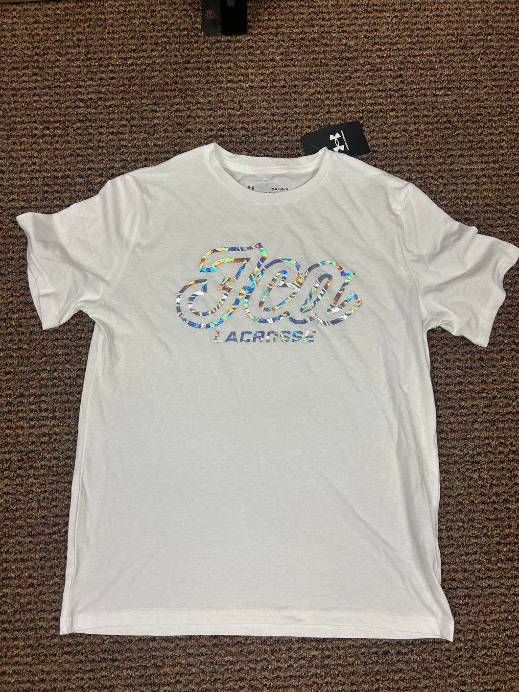 White short sleeve FCA w silver metallic script logo (youth sizes)